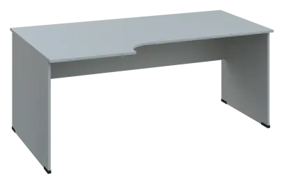 ERL 28 - 186 stůl kancelářský, rohový, levý, dřevěná podnož, deska 25 mm, široký 1800 mm, šedá